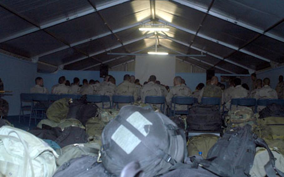 Nearly 80 troops were geared up and ready to go by 6 a.m. Monday after 15 days of rest and recuperation.