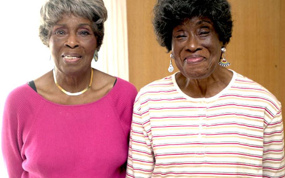 Emma McCoy, right, is retiring from the Department of Defense Dependents Schools system after 46 years of service. Her sister Lottie, left, retired from DODDS after 44 years. The ladies plan on writing a book about their careers.