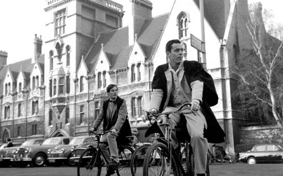 Future Air Force Academy Superintendent Bradley Hosmer, right, rides to class at Oxford with Peter Herbert.