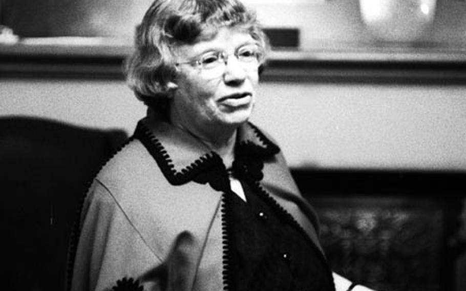 Anthropologist Margaret Mead, during a May, 1972 press conference at the Europa Hotel in Heidelberg, Germany.