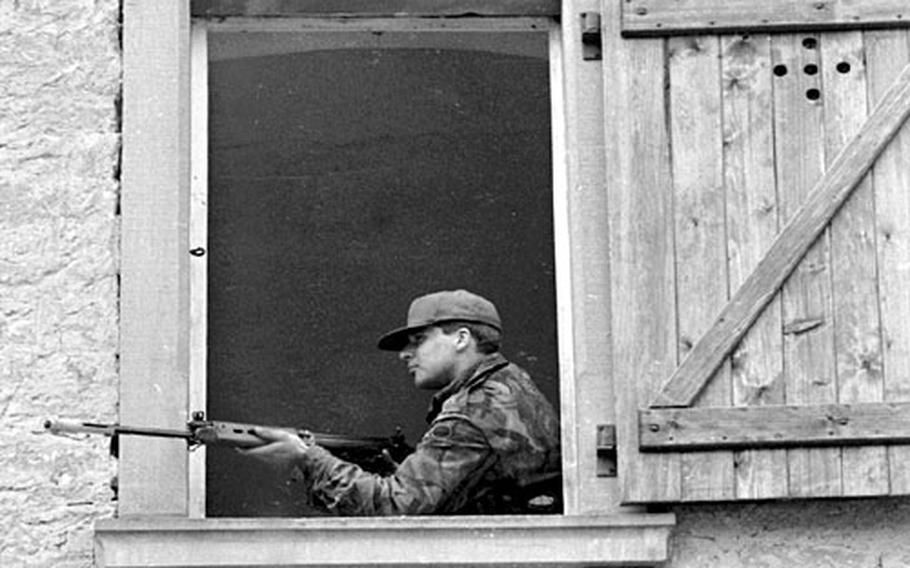 Urban warfare training at Hammelburg, Germany, in March, 1972.