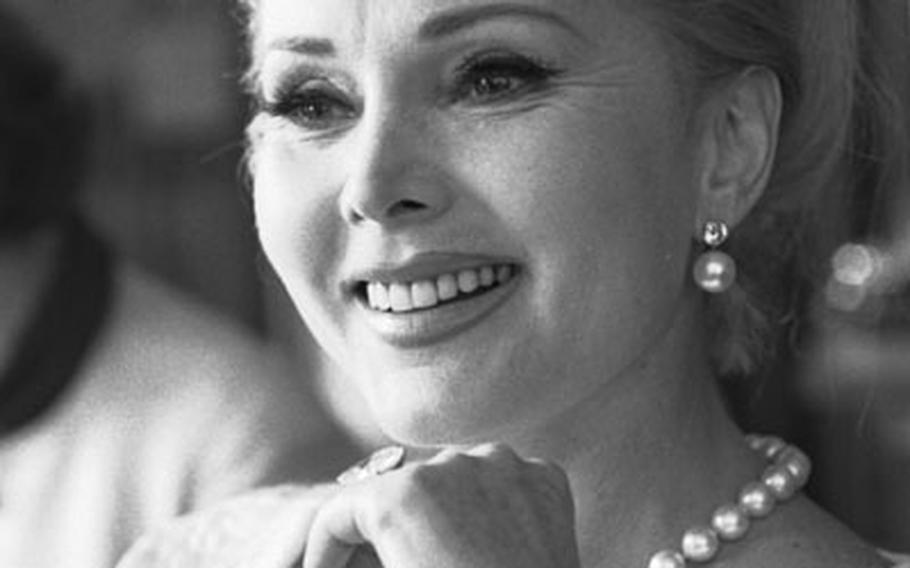 Actress Zsa Zsa Gabor, stopping over at Rhein-Main on her way to Baden-Baden, Germany, in September, 1964.