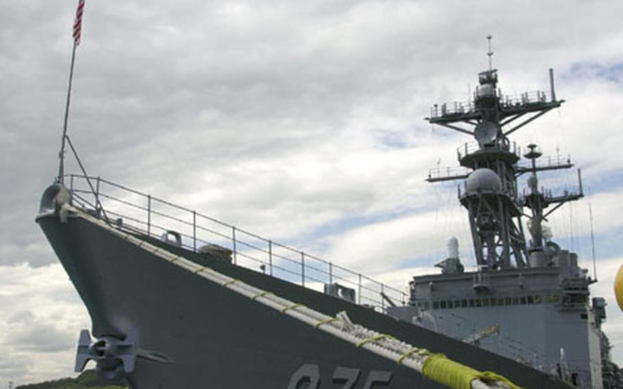 USS O&#39;Brien sits pier-side at Yokosuka Naval Base on Wednesday.