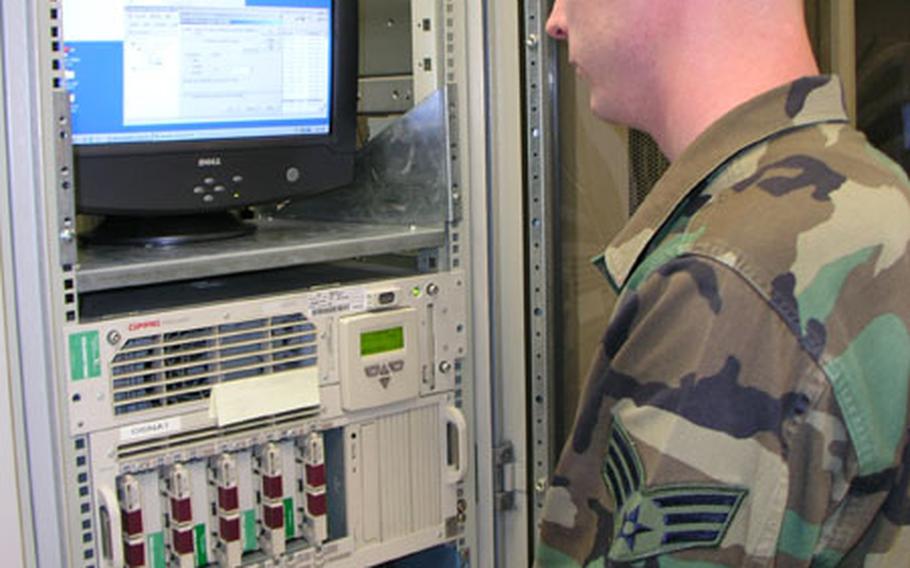 Senior Airman Michael Sauve checks the computer antivirus system that guards computers at Osan Air Base in South Korea. The U.S. military relies heavily on antivirus software in its efforts to shield computers from harmful viruses. Sauve is with the 51st Communications Squadron, part of the 51st Fighter Wing.