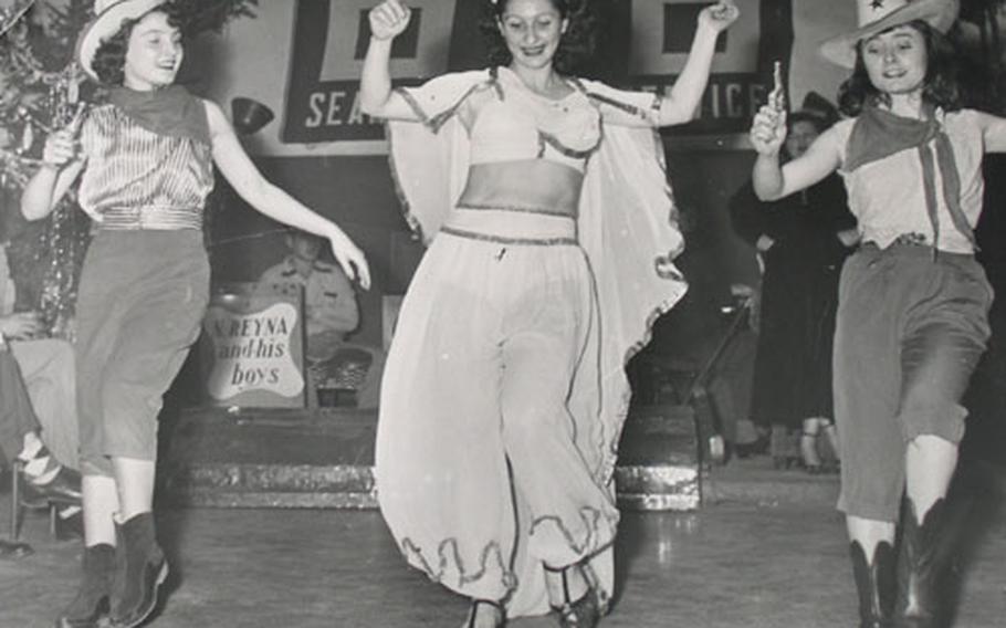 Three women dance at the Naples, Italy, United Seamen&#39;s Service Center in this undated photo. Cruise ships pulling into Naples would send their bands and floor shows over to perform at the club. The club operated at the location seen here in Palazzo Reale from 1951 until 1997, when it moved into the Naples port. The center closed for good last month.