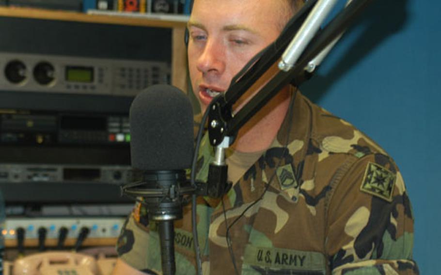 As the station NCOIC, Thompson manages all aspects of AFN radio and television in the six-man shop at the Wiesbaden Army Airfield.