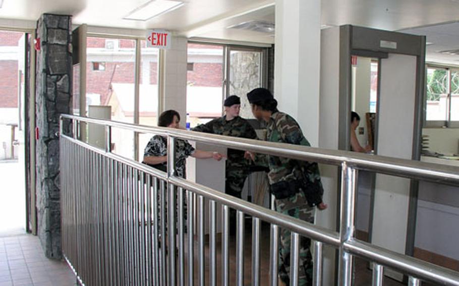 The photo depicts the interior of the visitors&#39; center at Main Gate of Osan Air Base, South Korea, after it was re-designed.