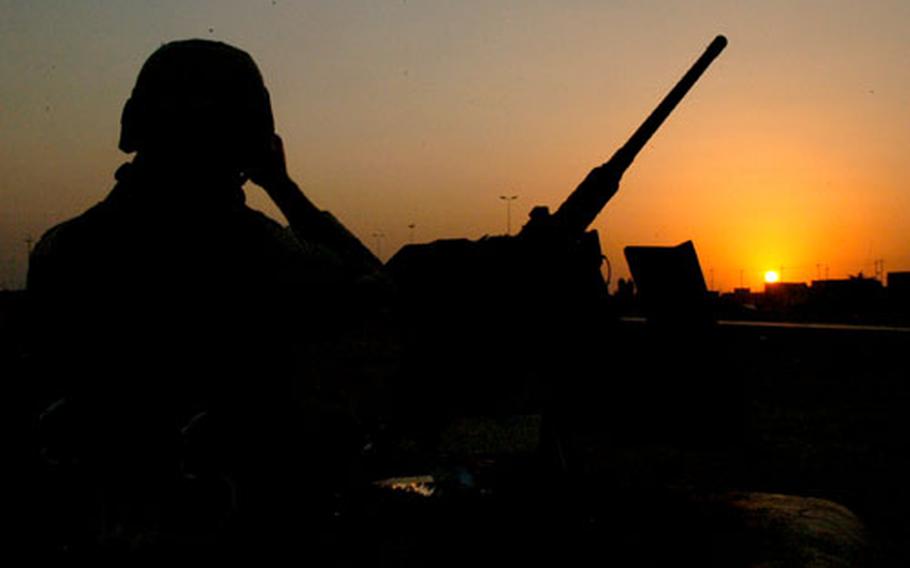 The sun sets over Ramadi, the largest city in Strike Force&#39;s area of operations.