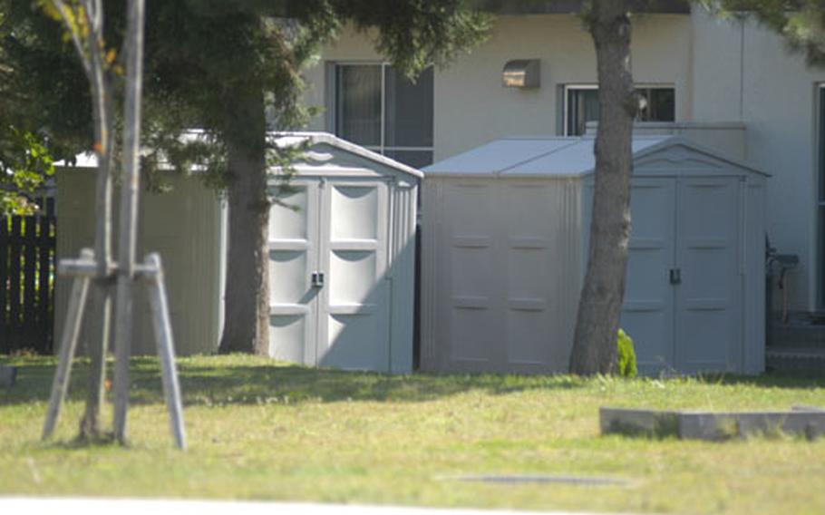 As of Sept. 1, only plastic or metal storage sheds are authorized for housing residents at Misawa Air Base, Japan. At least 400 units on base had to replace locally-bought tarpaulin sheds since January to conform to the new requirement.