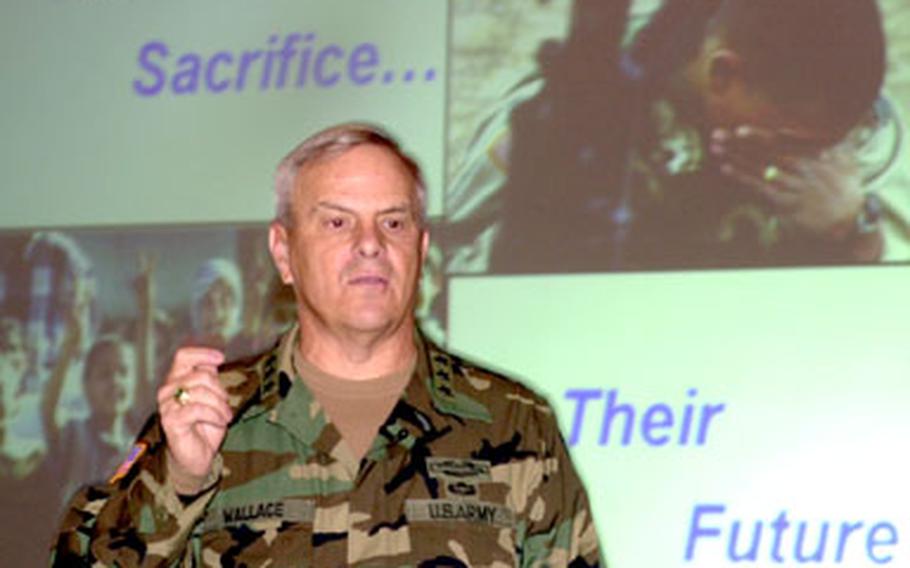 Lt. Gen. William Wallace, former V Corps commander, says he didn’t recognize quickly enough when the power shifted away from Saddam Hussein during Operation Iraqi Freedom. Wallace spoke Wednesday at the Land Combat Expo in Heidelberg, Germany.