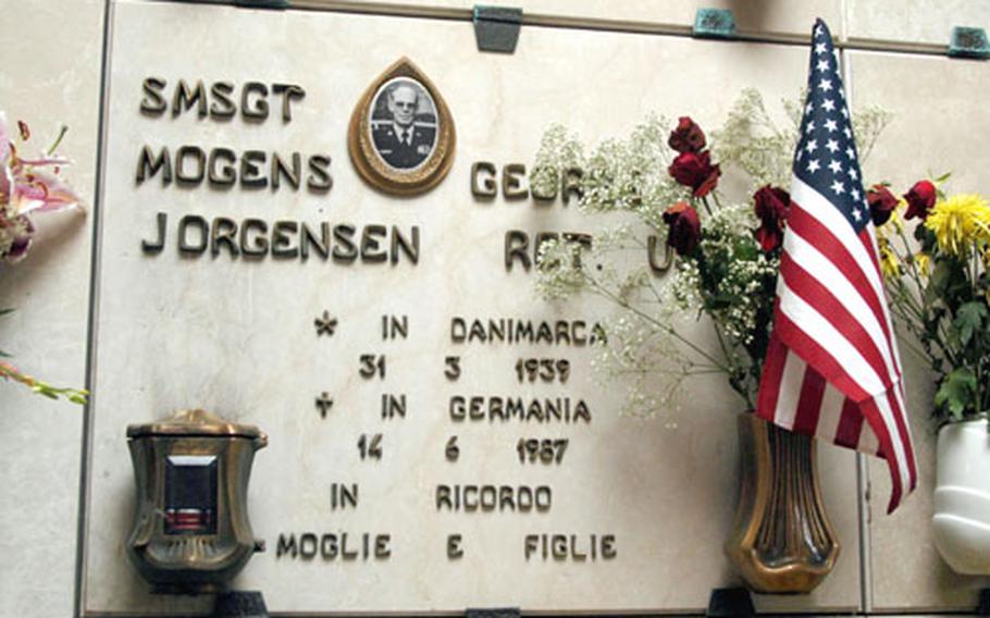 The final resting place of Senior Master Sgt. Mogens George Jorgensen.