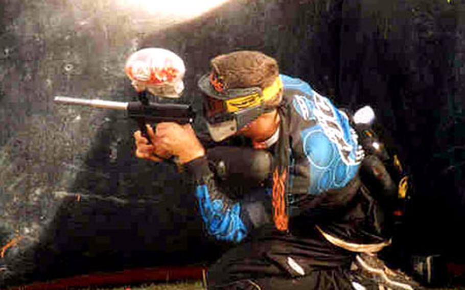 Petty Officer 2nd Class Aaron Rich plays paintball during a tournament at the Crystal Palace in London last year. Rich has played at a number of tournaments throughout his three years in Europe and had played in many more over the past decade in the United States.