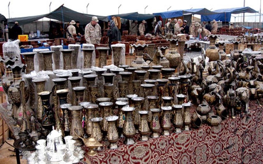 The bazaar features a wide array of goods from local vendors.