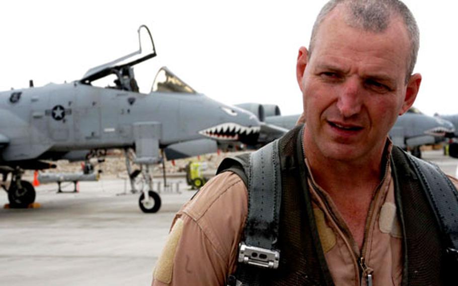 Lt. Col. Tim Strasburger, an A-10 pilot with the 23rd Fighter Group from Pope Air Force Base, N.C., flies his aircraft about every other day.