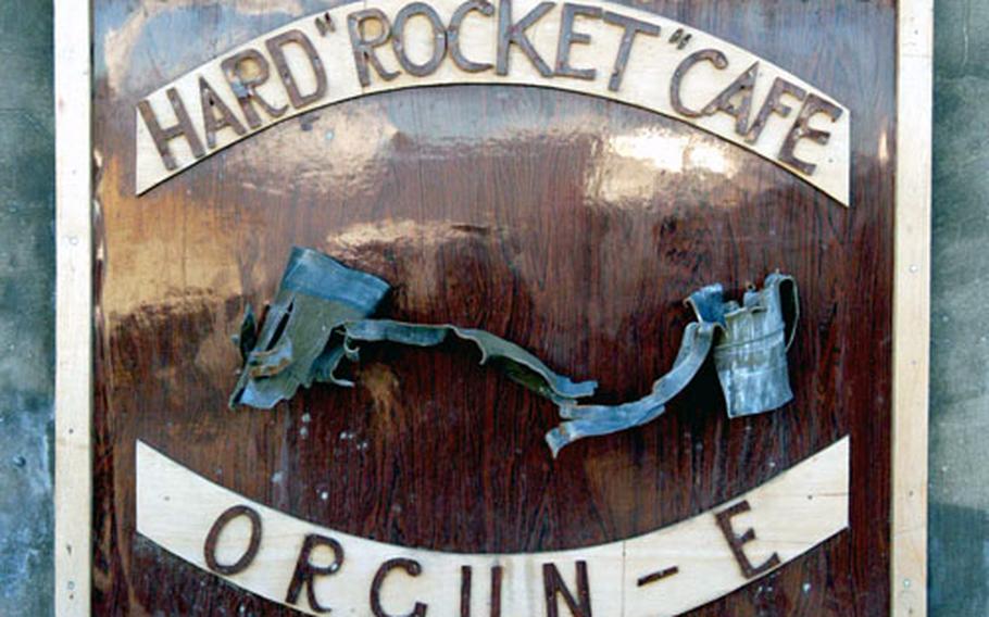 The Hard “Rocket” Cafe is the name of the dining facility on Forward Operating Base Orgun-E.