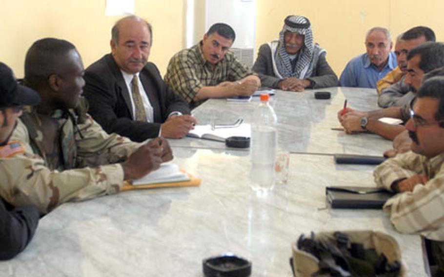 As head of the civil affairs team in Kirkuk, Iraq, Capt. Wisdom Osagiede-Ogbewekon routinely meets with local leaders throughout the region to discuss pressing issues, such as electrical power and water. On this day, Osagiede-Ogbewekon, a Nigerian prince, paid a visit to the nearby town of Laylan to meet with its leaders.