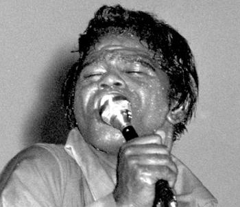 James Brown performs for servicemembers at Tan Son Nhut Air Base, South Vietnam, in June, 1968.