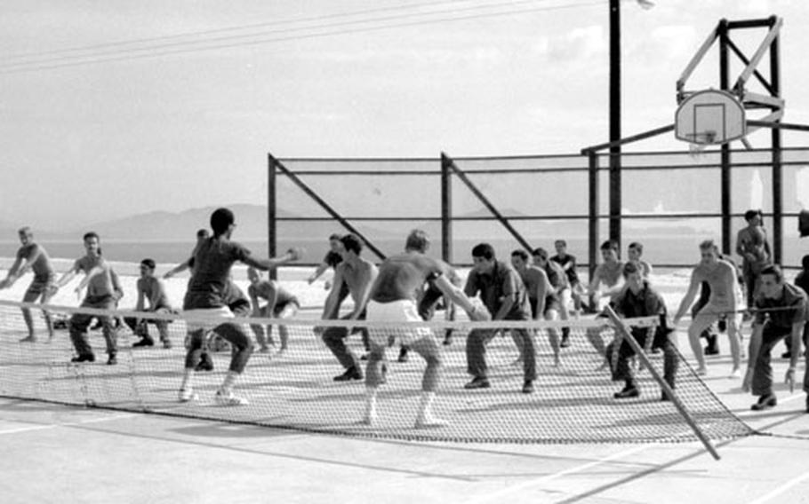 Morning exercises at the 6th Convalescent Center.