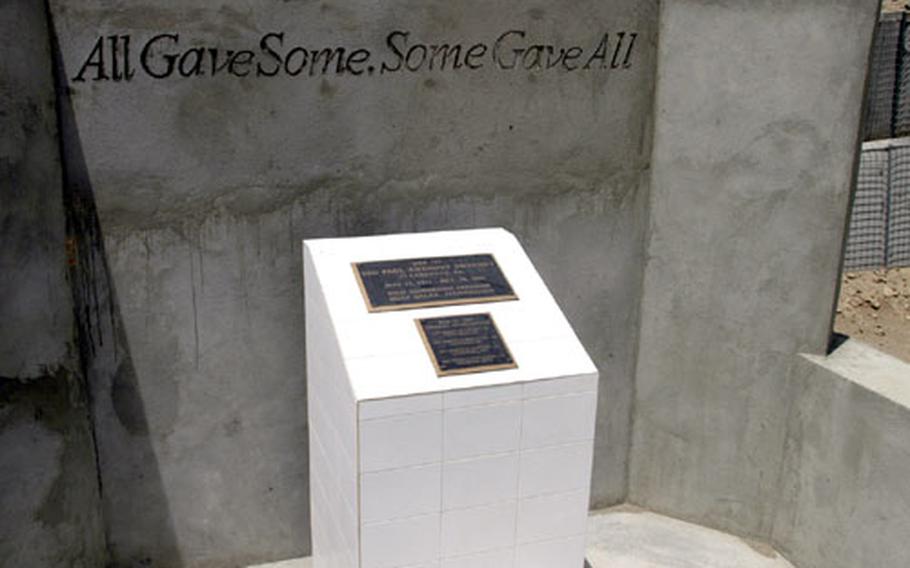 A memorial honors Forward Operating Base Sweeney&#39;s namesake, Staff Sgt. Paul Sweeney, and four other special operations members killed while operating from the camp.