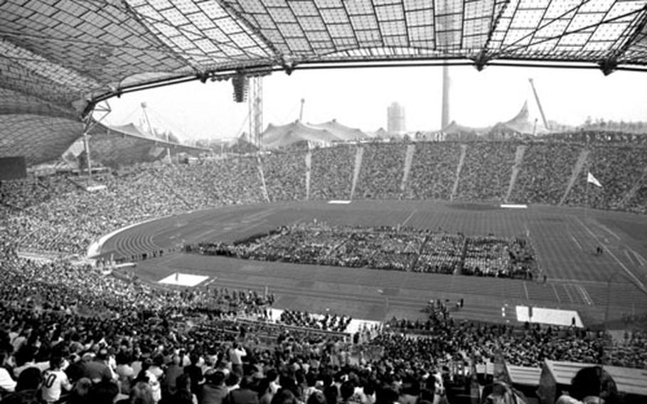 Munich's Olympic Stadium during the memorial.