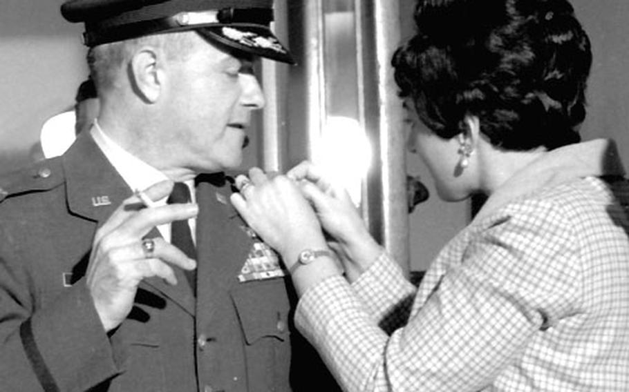 Lt. Col. Paul D. Orwoll is "promoted" to full colonel for a scene in "Topaz."