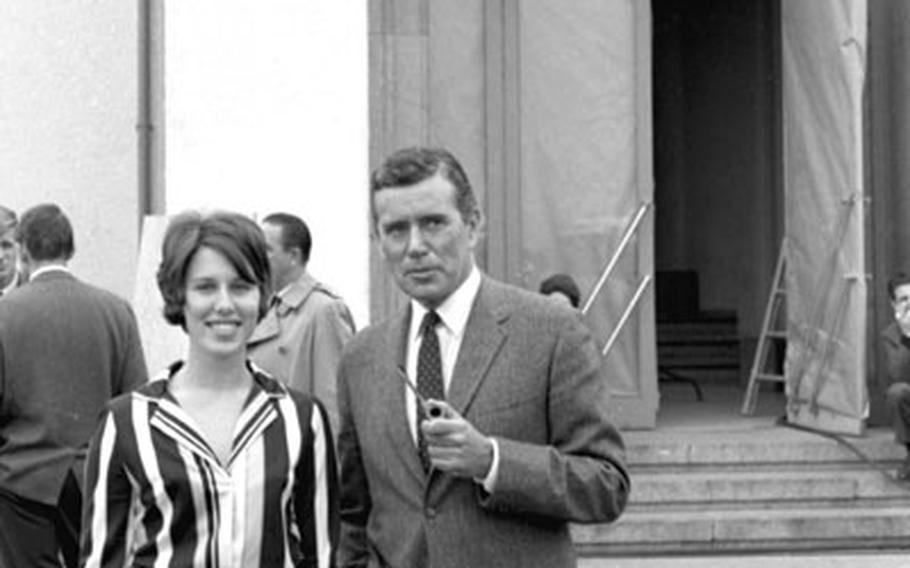 Actor John Forsythe poses for a photo at Wiesbaden.