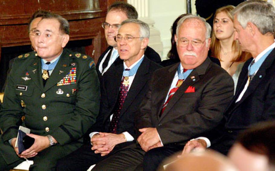 Other Medal of Honor recipients await the start of Friday&#39;s White House ceremony honoring Korean War hero Tibor Rubin.