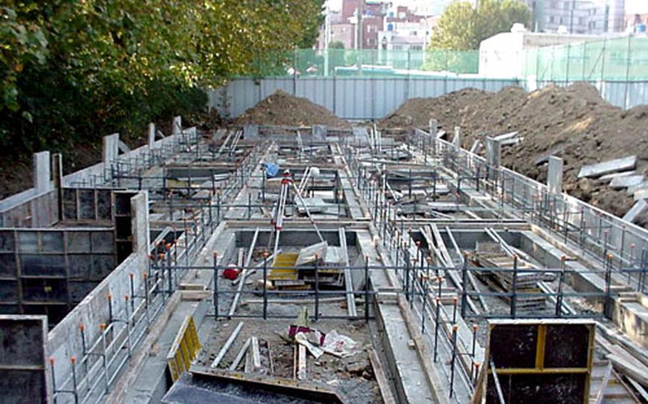 A one-story building is being constructed to house three new classrooms for the Taegu American School at Camp George in Daegu, South Korea. The classrooms are to be ready in December.