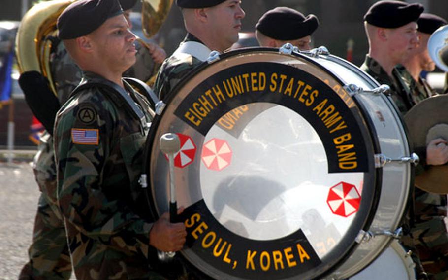 The 8th U.S. Army Band performs Monday at Yongsan Garrison during a ceremony celebrating the 27th anniversary of the Combined Forces Command.