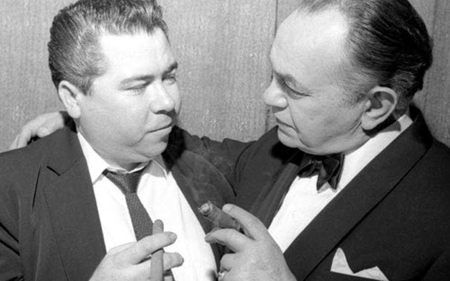 Stars and Stripes columnist Al Ricketts was popular with many visiting celebrities, in this case Edward G. Robinson.