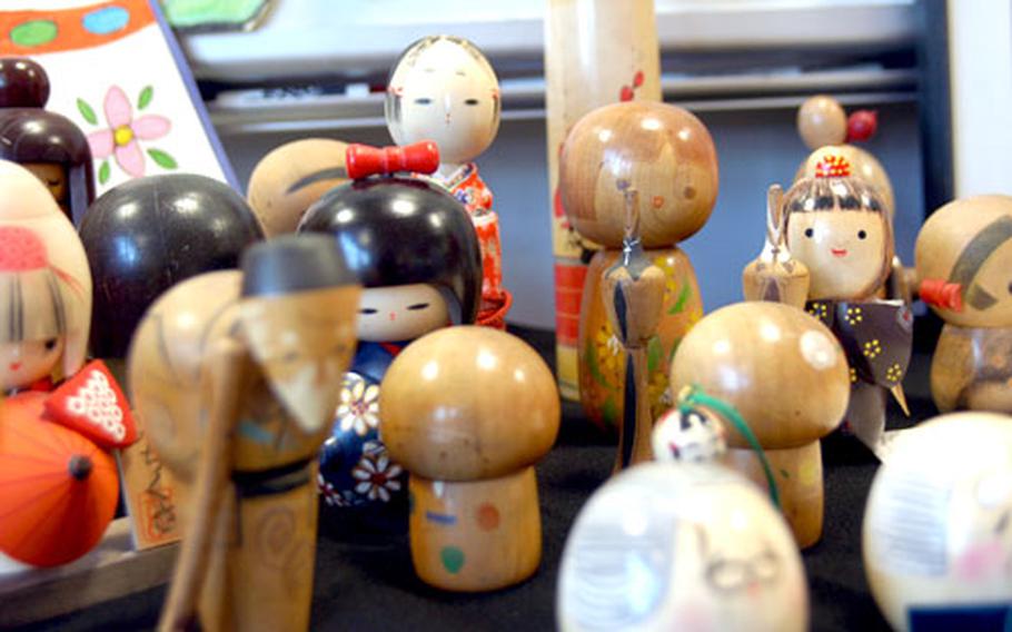 Included in the class’ Japanese museum are these wooden kokeshi dolls.