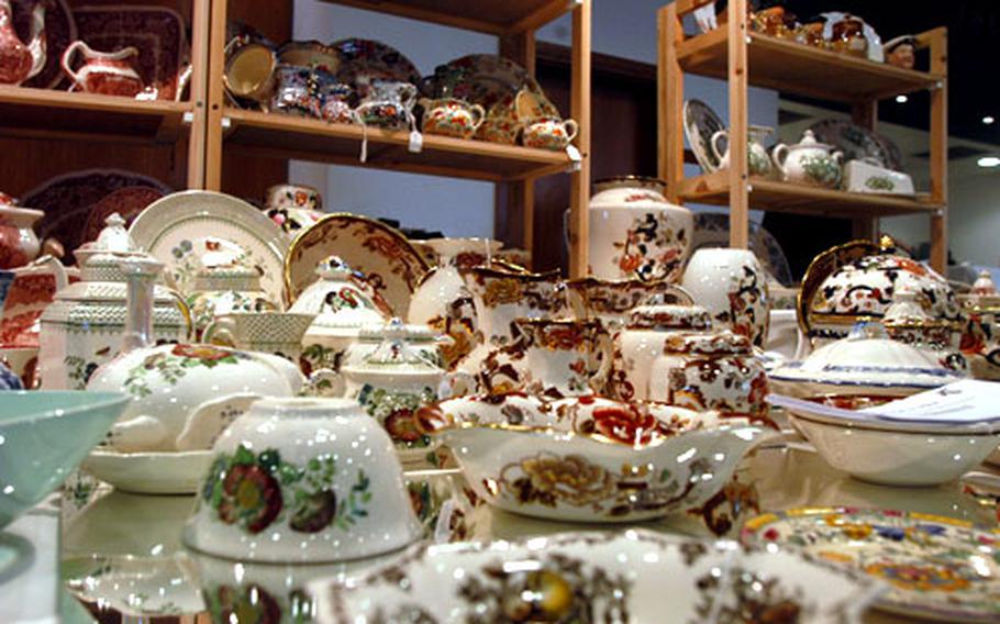 A collection of fine China, for sale at the antique fair.