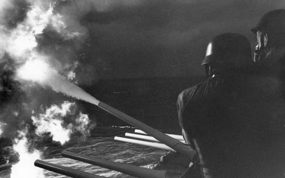 The big guns of the USS New Jersey unload on targets in Vietnam in 1968.