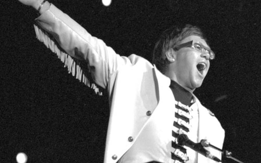 Elton John at the Festhalle in Frankfurt, Germany, in June, 1991.