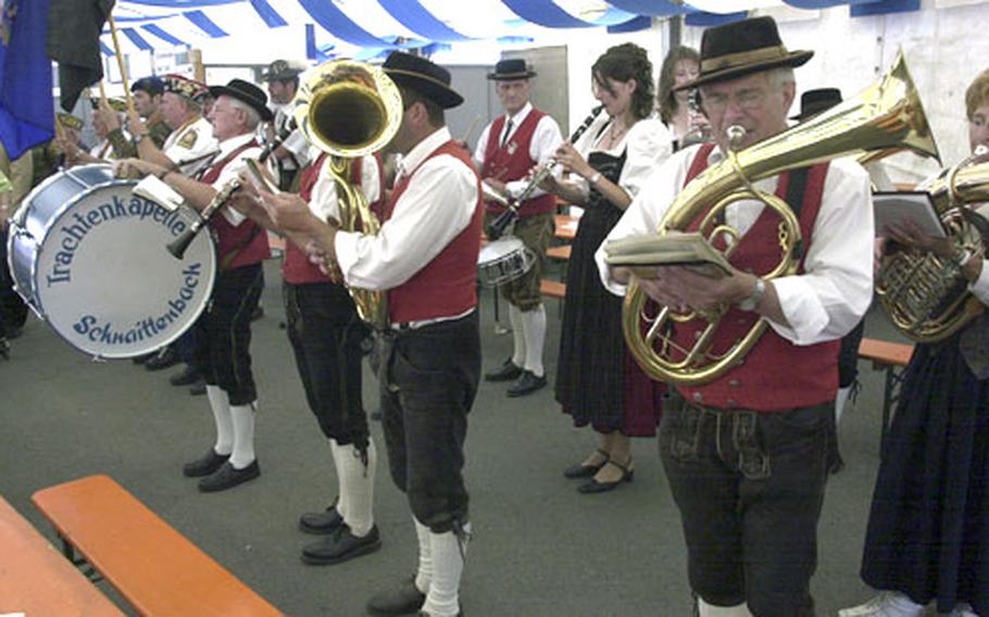 German musicians entertain in the Grafenwöhr German-American Volksfest’s beer tent.