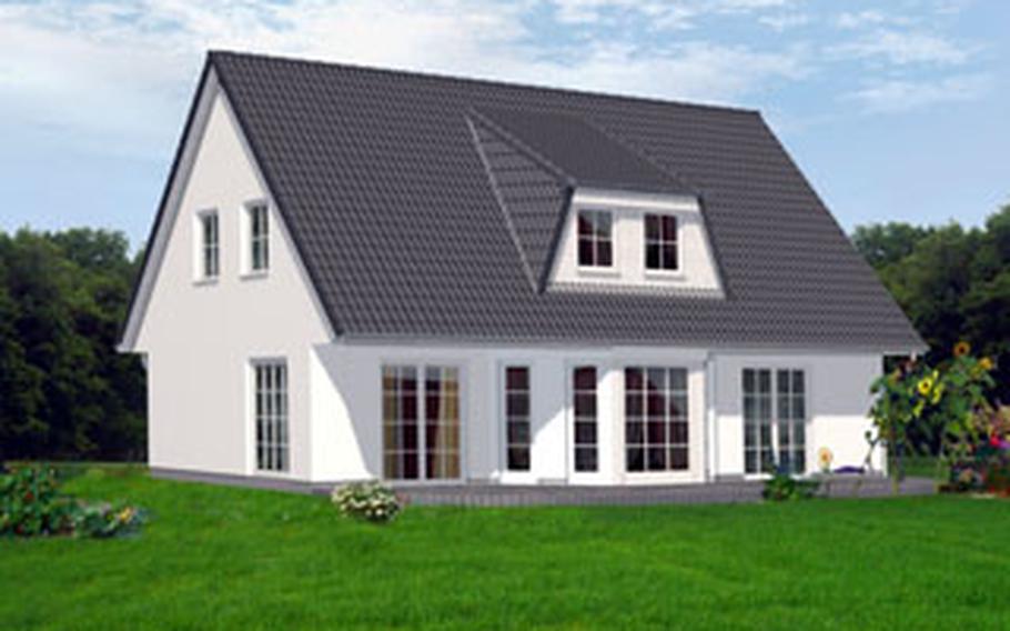 An artist&#39;s rendering of a four-bedroom house that Germany company VKB Vetter is offering to build for Americans on a rent-to-buy option near Grafenwöhr, Germany.