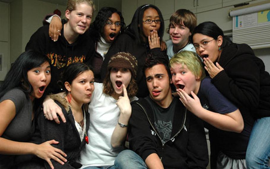 Members of the Drama Club at M.C. Perry High School pose for a photo. Front row, from left: Angie Jara, senior; Miyu Kostelny, senior; Sarah Bischof, senior; Michael "Ray" Ryley, junior; Anna Hashman, senior. Back row, from left: Heather Wise, junior; Amandelynn Bethune, junior; Sharnice Alexander, freshman; James Hashman, freshman; AlmaGrace Canonizado, sophomore. Not pictured is Jane Curtis, sophomore.