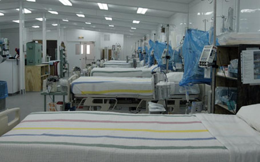 The newly constructed Level III trauma hospital at al Asad Air Base in western Iraq includes 12 intensive care unit beds.