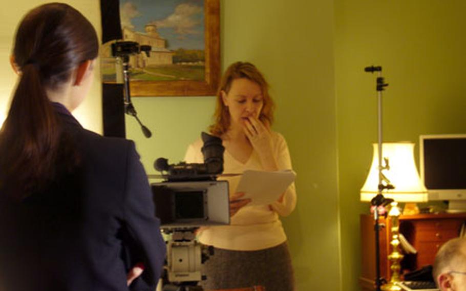 Jennifer Belander, center, works on a scene during the filming of "By Blood and By Water," a 16-minute thriller she directed and starred in.