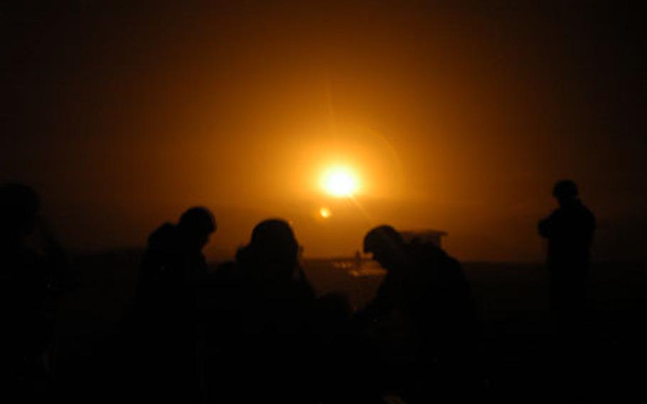The U.S. training of the Georgian army, most recently manifested in the Georgia Sustainment and Stability Operations Program II, is part of a larger effort to solidify relations between the West and the former Soviet state. Training like this recent illumination mortar firing during night maneuver exercises in Georgia is part of an effort to bring the Georgian military up to NATO standards. A contingent of about 65 U.S. soldiers, sailors and airmen, mostly from the Germany based Joint Multinational Readiness Center, are slated to wrap up training of a Georgian brigade next month.