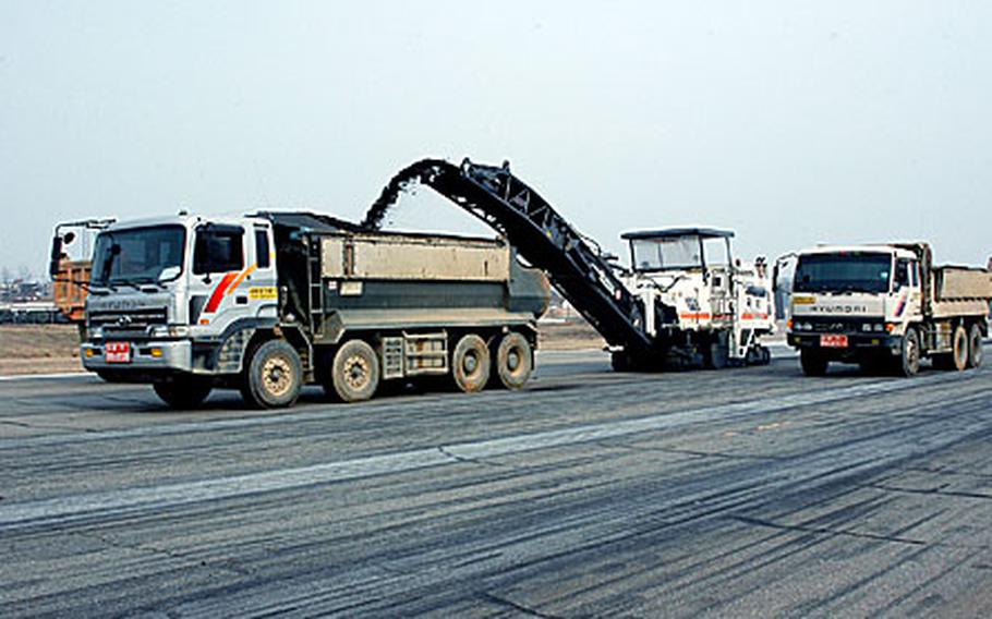 At Camp Humpreys in South Korea earlier this week, workers stripping asphalt from the Desiderio Army Airfield runway as part of runway resurfacing project, set to finish in late April. The airfield is the Army&#39;s busiest outside the United States and is its premier helicopter base in South Korea.