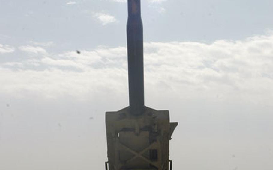 An M-198 Howitzer at Camp Fallujah, Iraq.