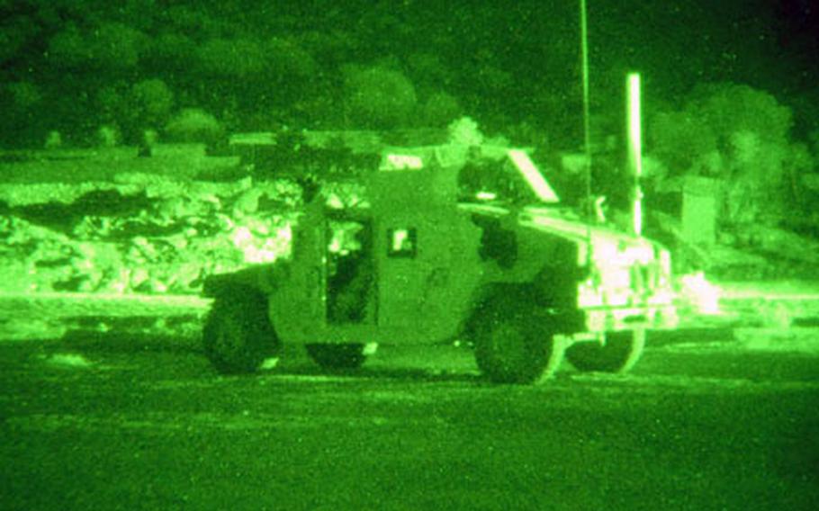 On a night patrol with 3rd Platoon, Company C, 1st Battalion, 32nd Infantry Regiment, 10th Mountain Division in the Pech River valley in eastern Afghanistan.