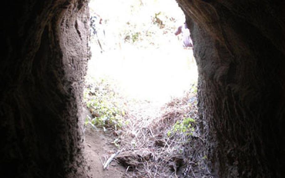 A view from inside one of the newly discovered caves found during a JPAC site investigation on Iwo Jima.