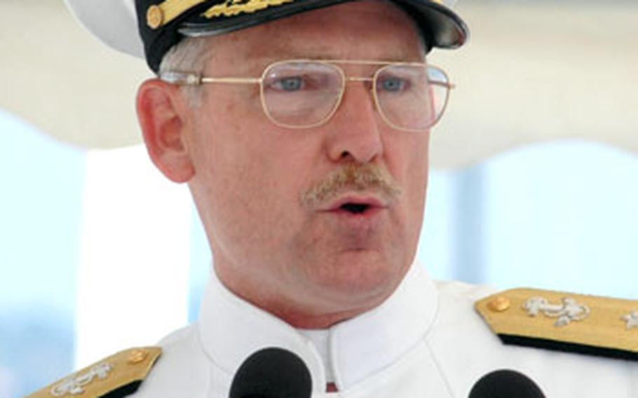 Rear Adm. Michael Groothousen assumed command Thursday of Navy Region Europe and Maritime Air Naples. Groothousen formerly served as commander of Standing NATO Maritime Group Two.