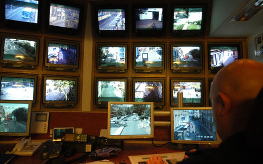 CCTV supervisor Andy Fleming said that operators like the one shown here are able to notice any suspicious flicker on the various monitors after they become more experienced.