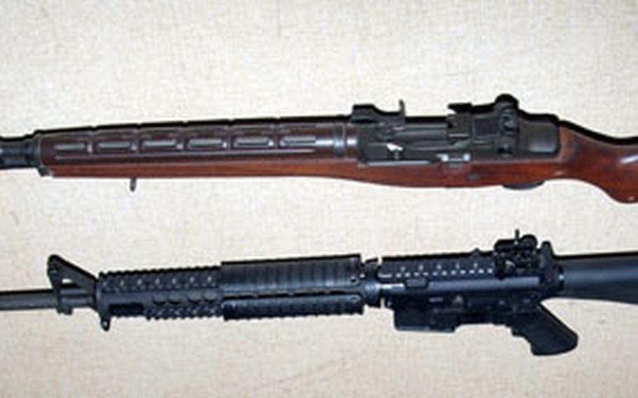 7.62mm, M14 (top); 5.56mm, M16A4 (bottom)
