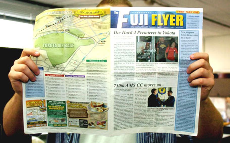 Even though Yokota Air Base&#39;s Fuji Flyer newspaper was discontinued on June 1, a local contractor began printing The Fuji Flyer on June 29.