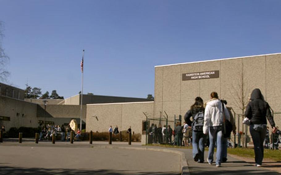 Students return to class from lunch March 12, 2007 at Ramstein High School.