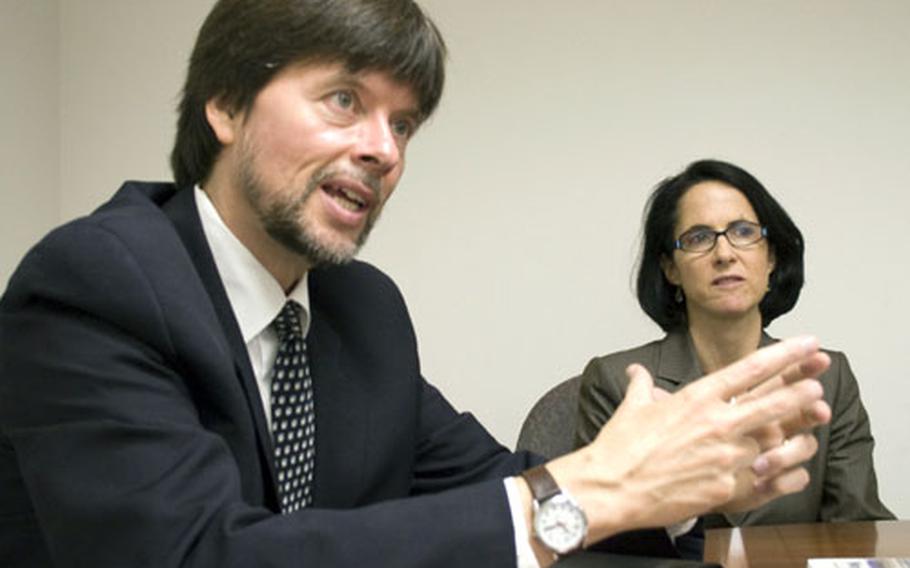 Co-producers and co-directors Ken Burns and Lynn Novick talk about their new World War II documentary, "The War," during a visit to Stars and Stripes&#39; Washington, D.C. office on Wednesday.